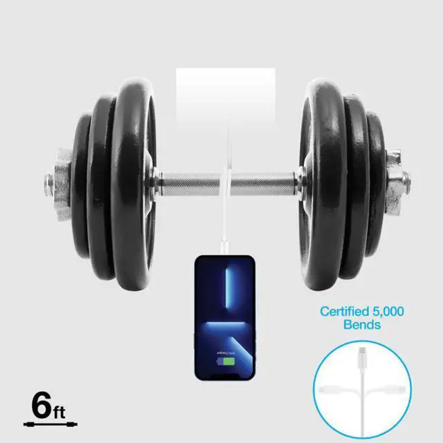 Alt view image 5 of 7 - Naztech 15544 6ft White 30W PD Wall Charger And USB-C