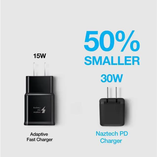 Alt view image 4 of 7 - Naztech 15543 6ft Black 30W PD Wall Charger And USB-C