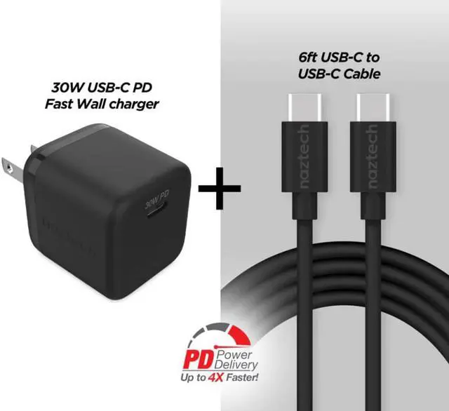 Alt view image 7 of 7 - Naztech 15543 6ft Black 30W PD Wall Charger And USB-C
