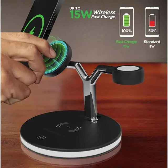 Alt view image 3 of 5 - Hypergear 15515 MaxCharge 3-in-1 Wireless Charging Stand
