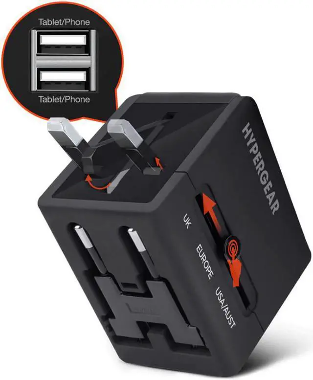 Alt view image 2 of 3 - Hypergear 14298 All-in-One Black World Travel Adapter
