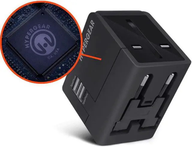 Alt view image 3 of 3 - Hypergear 14298 All-in-One Black World Travel Adapter