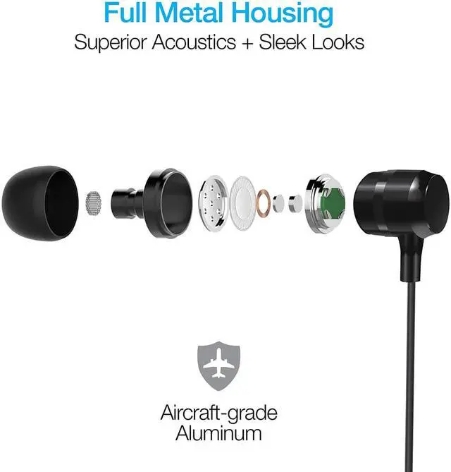 Alt view image 6 of 6 - Naztech 15262 Platinum High Fidelity USB-C Wired Earbuds - Black