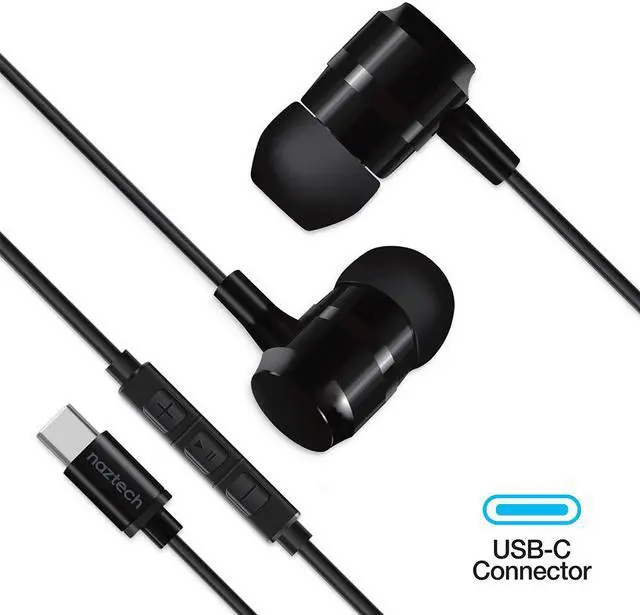 Main image of Naztech 15262 Platinum High Fidelity USB-C Wired Earbuds - Black