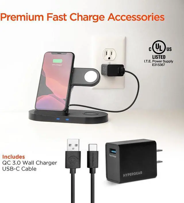 Alt view image 5 of 5 - Hypergear 15328 3-in-1 Wireless Charging Dock