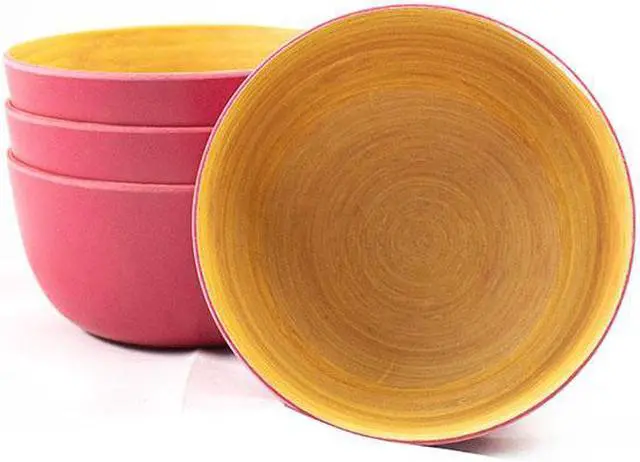 Alt view image 6 of 6 - Melamine with Bamboo Dining Set Red