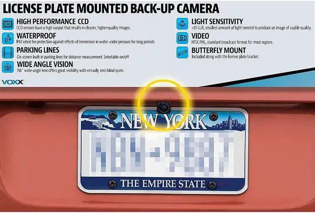 Alt view image 2 of 2 - Audiovox ACAM4 HD Wide Angle License Plate Mounted Backup Camera