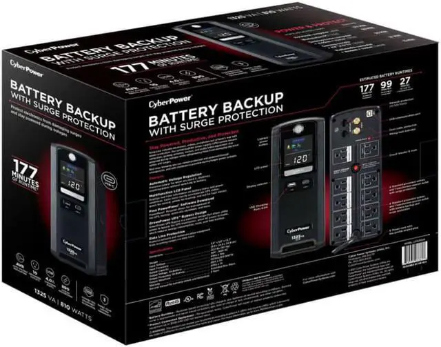 Alt view image 5 of 7 - CyberPower LX1325GU3 10-Outlet 1325VA Battery Back-Up System