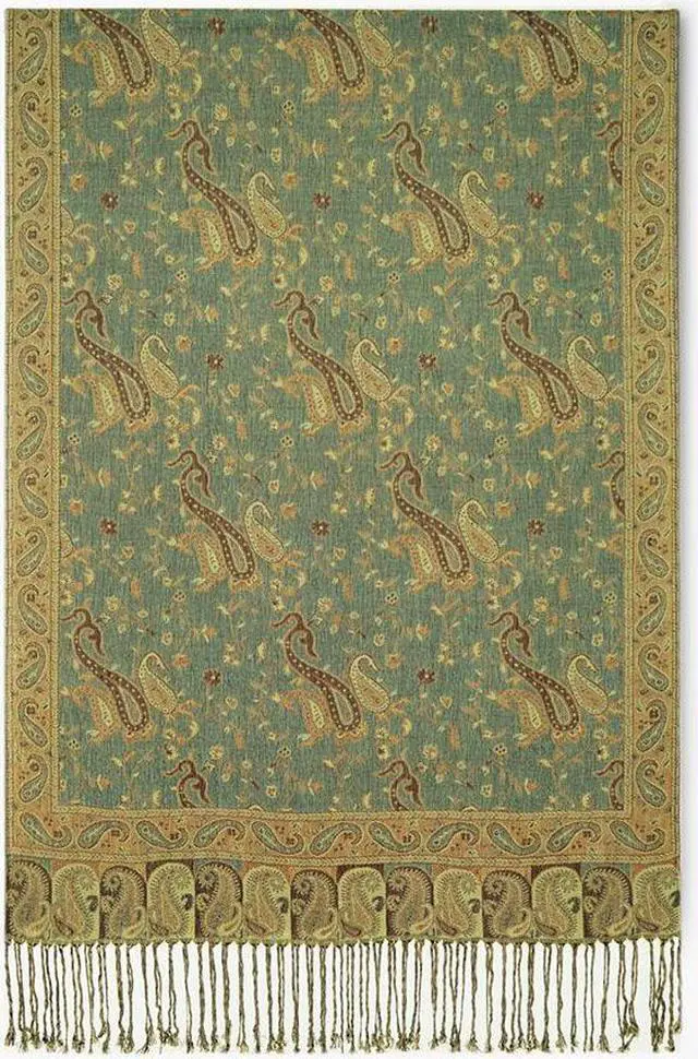 Alt view image 2 of 2 - Floral Paisley Pashmina - Green