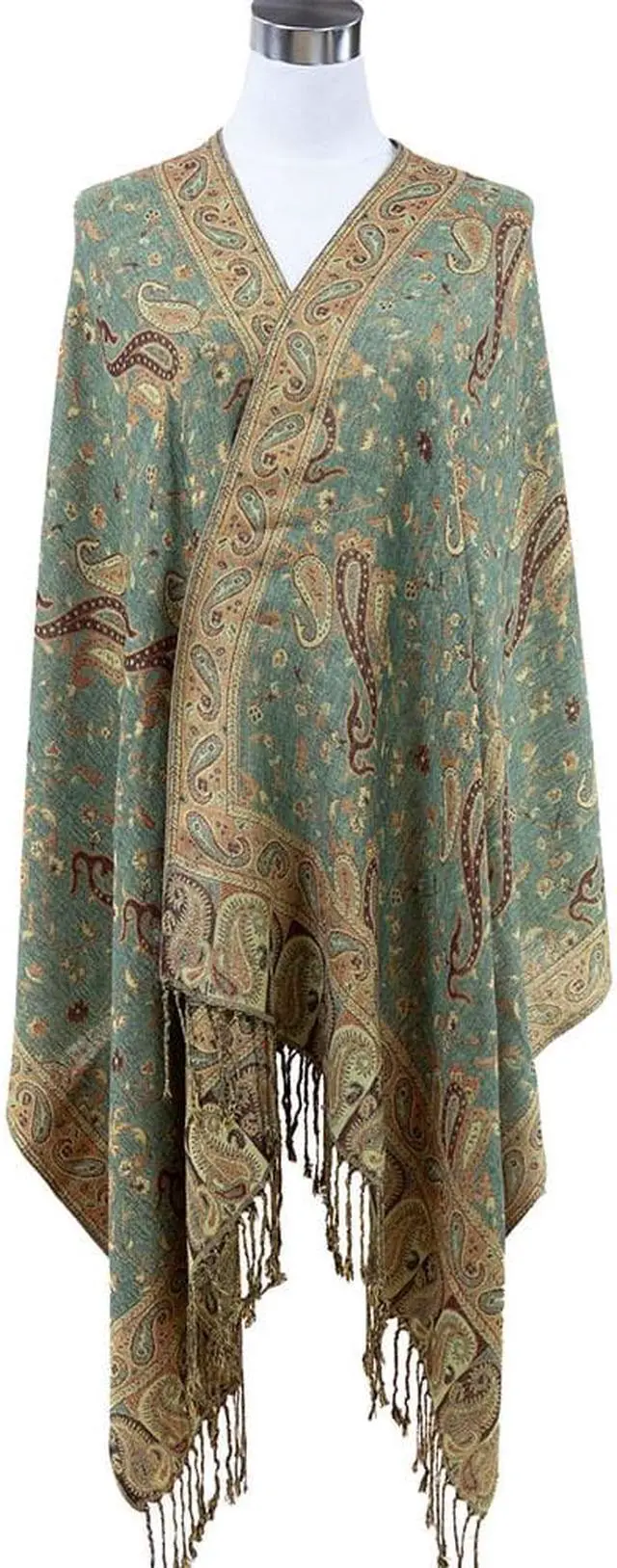Main image of Floral Paisley Pashmina - Green