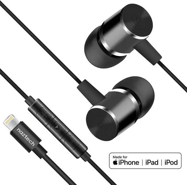Main image of Naztech 14203 Platinum MFi Lightning Earphones - Black