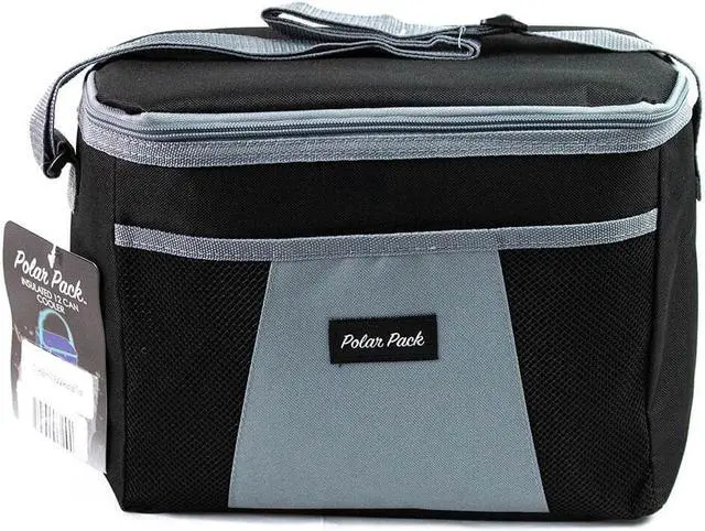 Alt view image 2 of 3 - Kole Imports PLRPKMESHBKG Polar Pack 12-Can Insulated Cooler Bag with Mesh Pocket - Black/Gray