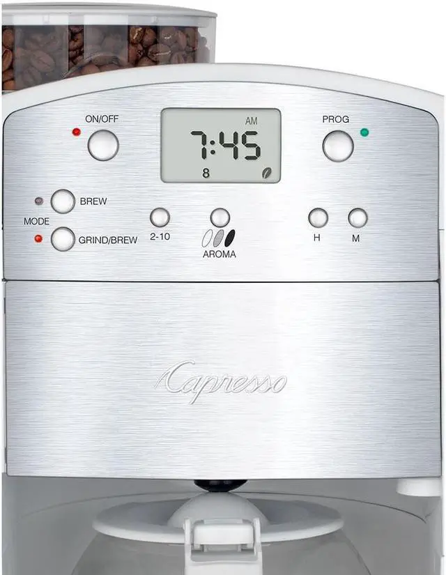 Alt view image 3 of 4 - Capresso CoffeeTeam GS 10-Cup Coffeemaker with Conical Burr Grinder - White