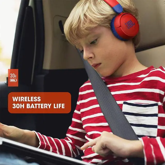 Alt view image 4 of 5 - JBL JR310BTRED Kids Jr310 Series Wireless On-Ear Headphones - Red