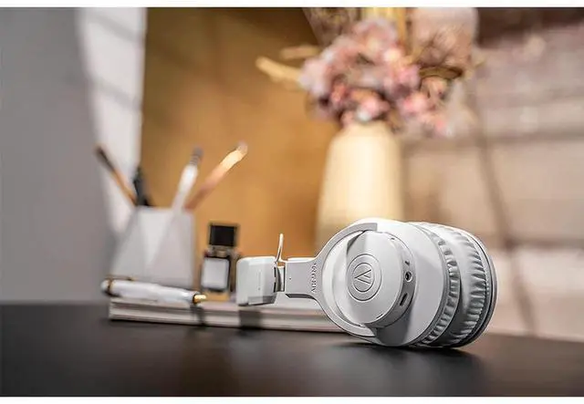 Alt view image 4 of 12 - Audio Technica ATHM20XBTWH Wireless Over-Ear Headphones - White