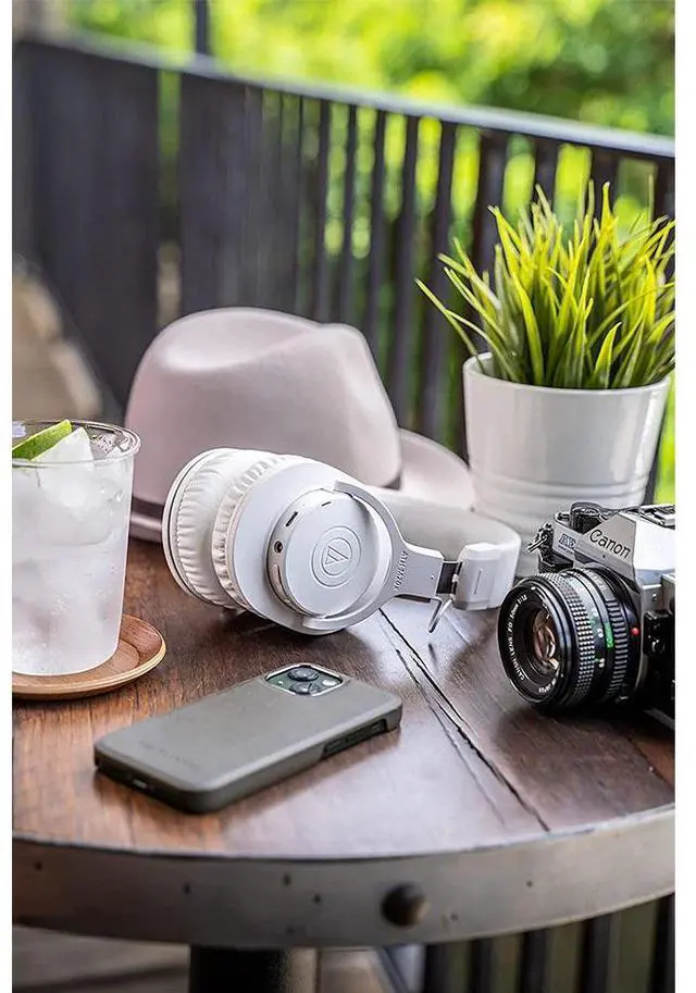 Alt view image 5 of 12 - Audio Technica ATHM20XBTWH Wireless Over-Ear Headphones - White