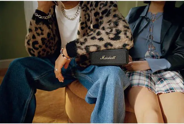 Alt view image 6 of 6 - Marshall EMBERTONBKBR Emberton BT Portable Speaker - Black/Brass