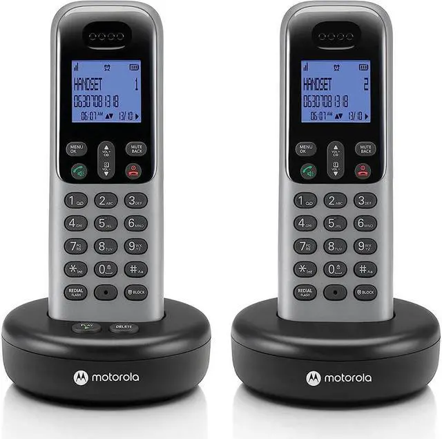 Main image of Motorola T612 T6 Series Cordless Phone System with 2 Digital Handsets & Caller ID - Grey