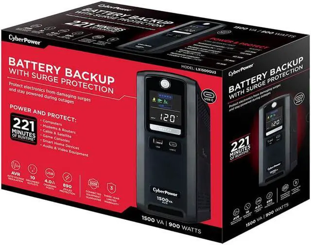 Alt view image 5 of 8 - CyberPower LX1500GU3 1500V Battery Backup System - Black
