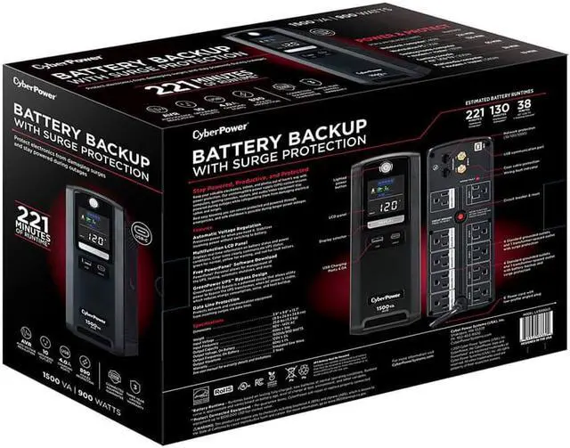 Alt view image 6 of 8 - CyberPower LX1500GU3 1500V Battery Backup System - Black