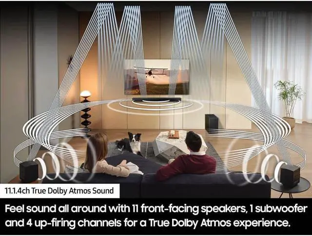 Alt view image 4 of 7 - Samsung HWQ990C Q-Series 11.1.4 Channel Wireless Dolby Atmos Soundbar + Rear Speakers w/ Q-Symphony