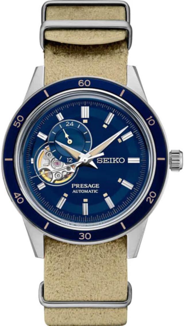 Seiko SSA453 Presage Style60s Automatic Blue Tan Suede 40.8mm