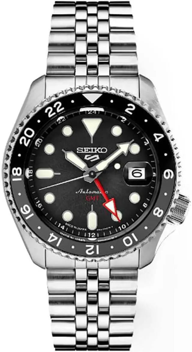 Main image of Seiko 5 Mens SKX GMT Series Sports Watch - Stainless Steel/Black Dial