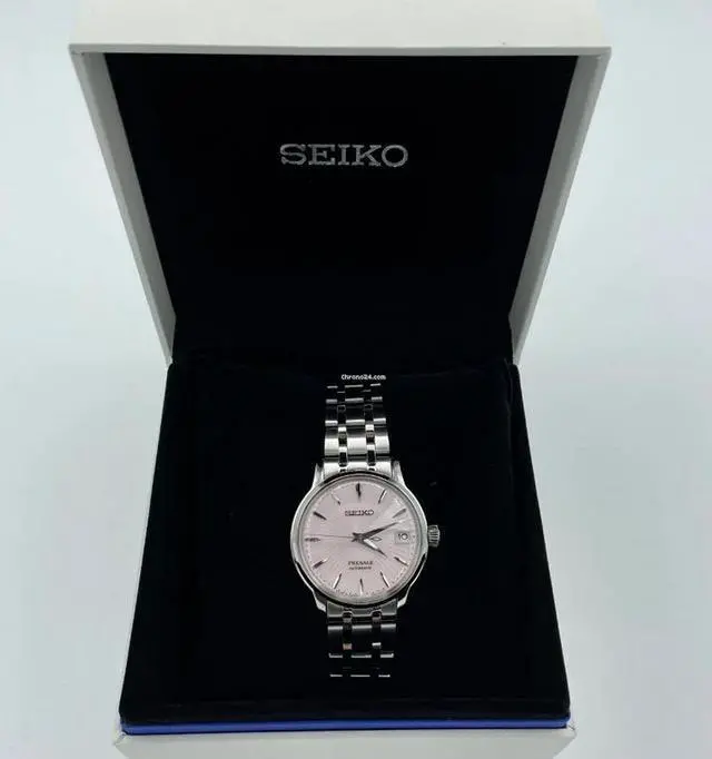 Alt view image 3 of 7 - Seiko Presage Automatic - Ice Pink/Stainless w/ Date Calendar - 33.8mm