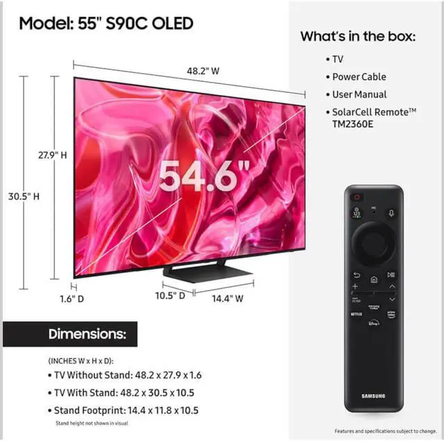 Alt view image 5 of 8 - Samsung 55 inch Class OLED 4K Smart TV (QN55S90CAFXZA, 2023)