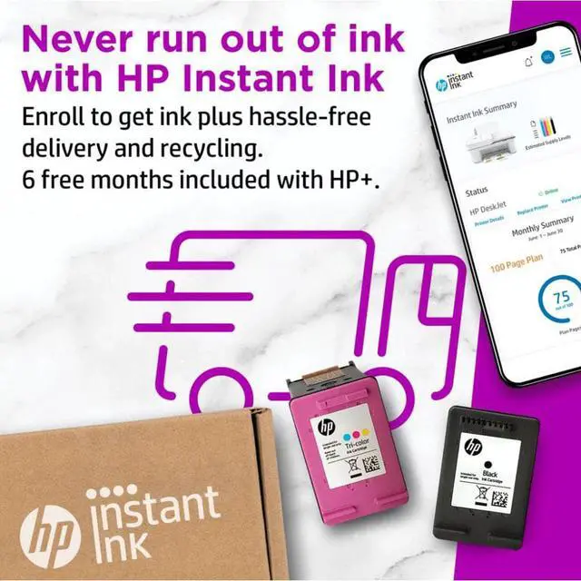 Alt view image 7 of 12 - HP DeskJet 4152e All-In-One Color Inkjet Printer w/6 Months Instant Ink With +