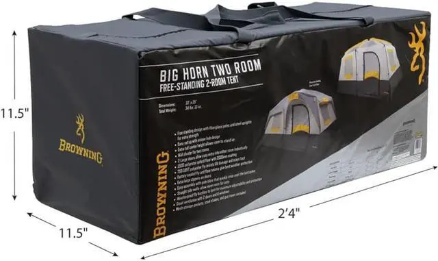 Alt view image 7 of 7 - Browning Big Horn Two-Room Tent - Charcoal/Gray