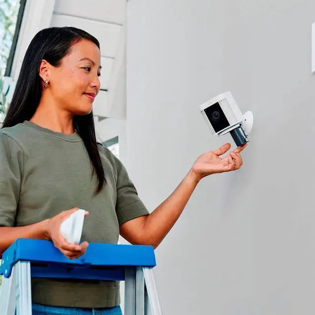 Alt view image 4 of 19 - Ring Spotlight Cam Plus - Battery - Two-Way Talk - Color Night Vision - Security Siren - White - 2022 Release  B09JZ5BG26
