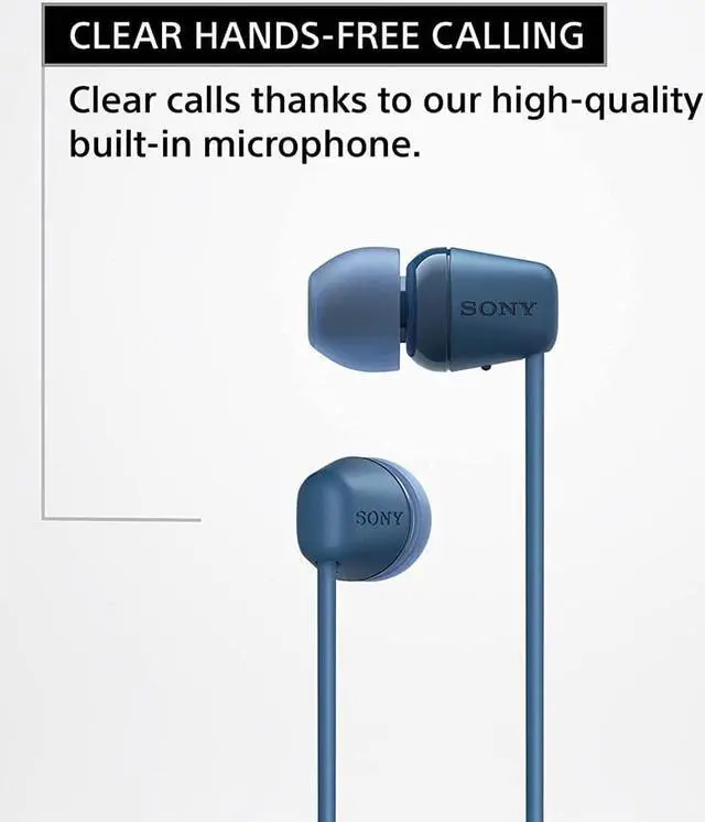 Alt view image 5 of 13 - Sony WI-C100 Wireless In-Ear Headphones - Blue