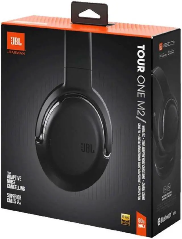 Alt view image 7 of 7 - JBL Tour One M2 Black Wireless Over-Ear Noise Cancelling Headphones