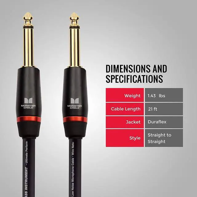 Alt view image 5 of 6 - Monster 21 Ft. Prolink Bass Instrument Cable - Straight to Straight