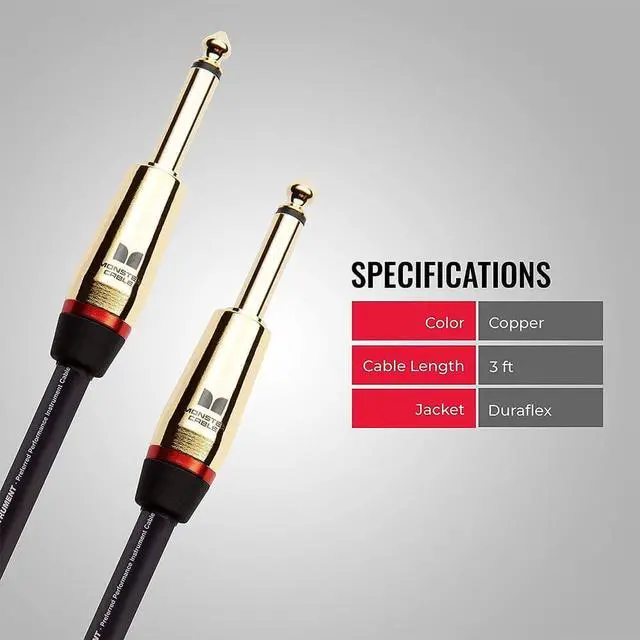 Alt view image 6 of 7 - Monster 3 Ft Prolink Rock Instrument Cable - Straight to Straight