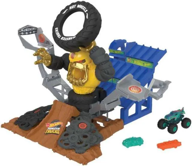 Main image of Mattel Hot Wheels Monster Trucks Arena Smashers MEGA-Wrex vs. Crushzilla Takedown Playset