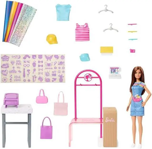 Alt view image 4 of 6 - Mattel Barbie Make & Sell Boutique Playset With Brunette Doll