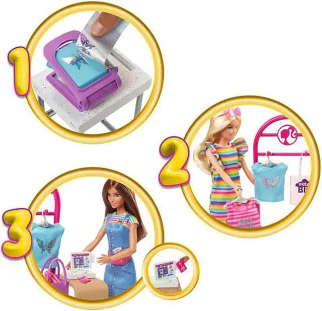 Alt view image 2 of 6 - Mattel Barbie Make & Sell Boutique Playset With Brunette Doll
