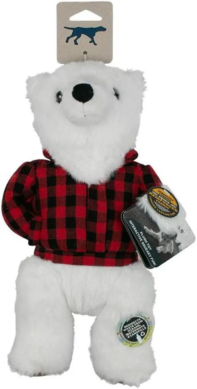 Alt view image 3 of 3 - Tall Tails 12 Inch Plaid Polar Bear Dog Toy with Squeaker