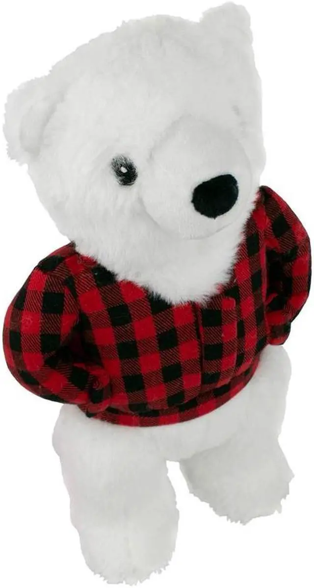 Alt view image 2 of 3 - Tall Tails 12 Inch Plaid Polar Bear Dog Toy with Squeaker