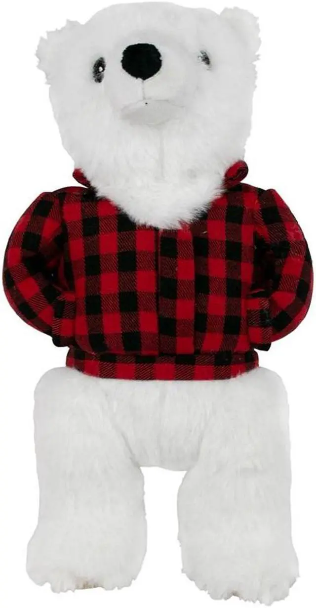 Main image of Tall Tails 12 Inch Plaid Polar Bear Dog Toy with Squeaker