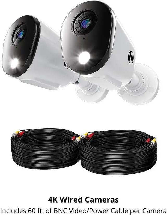 Alt view image 5 of 5 - Night Owl Wired 4K Deterrence Security Cameras with 2-Way Audio - 2 Pack