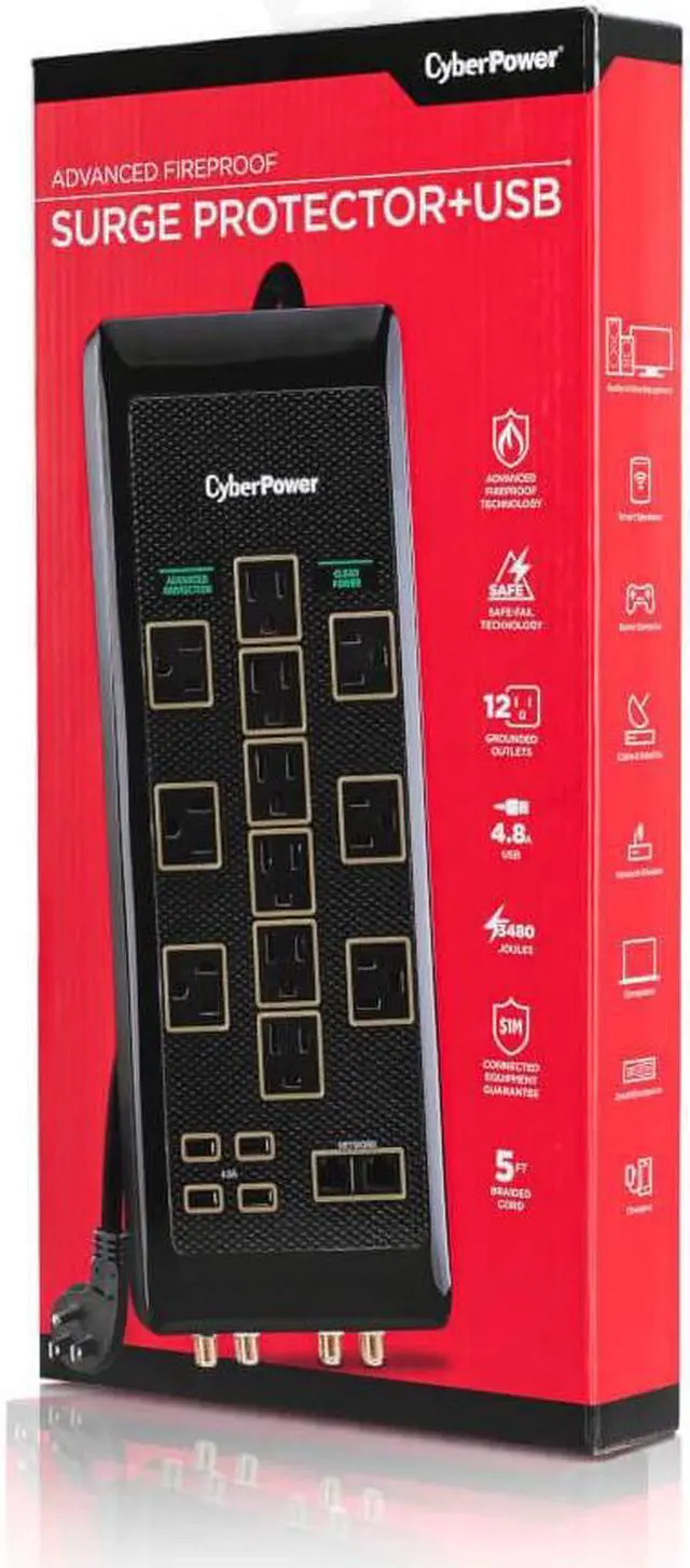 Alt view image 3 of 14 - CyberPower PBJ5UC Premium 12 Surge Protector