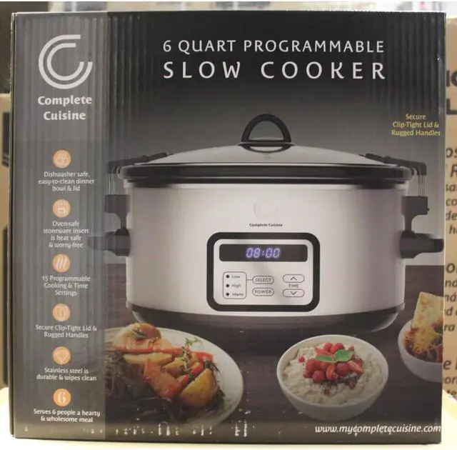 Alt view image 2 of 3 - Complete Cuisine CC6300PGSS 6.0 Quart Programmable Stainless Steel Slow Cooker