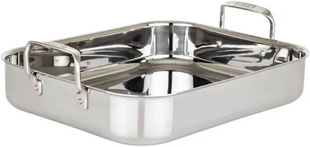 Alt view image 4 of 7 - Viking 40119983TC 3-Ply Stainless Roasting Pan w/ Rack & Thermometer Set