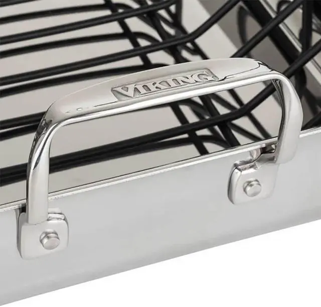 Alt view image 5 of 7 - Viking 40119983TC 3-Ply Stainless Roasting Pan w/ Rack & Thermometer Set