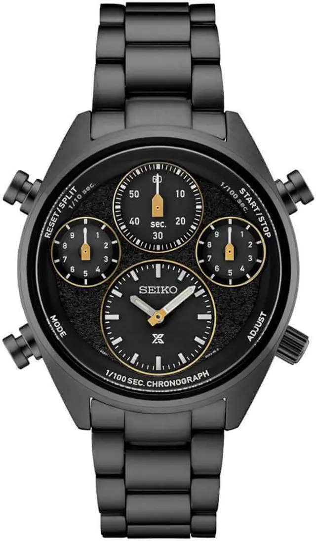 Main image of Seiko SFJ007 Mens Prospex Speedtimer Solar Chronograph Watch - Black Stainless Steel