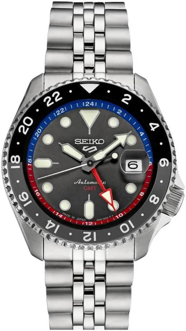 Main image of Seiko SSK019 5 Sports Automatic GMT Watch - Stainless Steel/Gray Dial