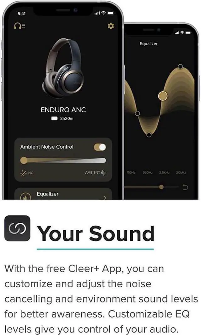 Alt view image 6 of 13 - Cleer ENDURO ANC Navy ENDURO2NCNAVUS Wireless Noise Cancelation Headphone with Extended Battery Life